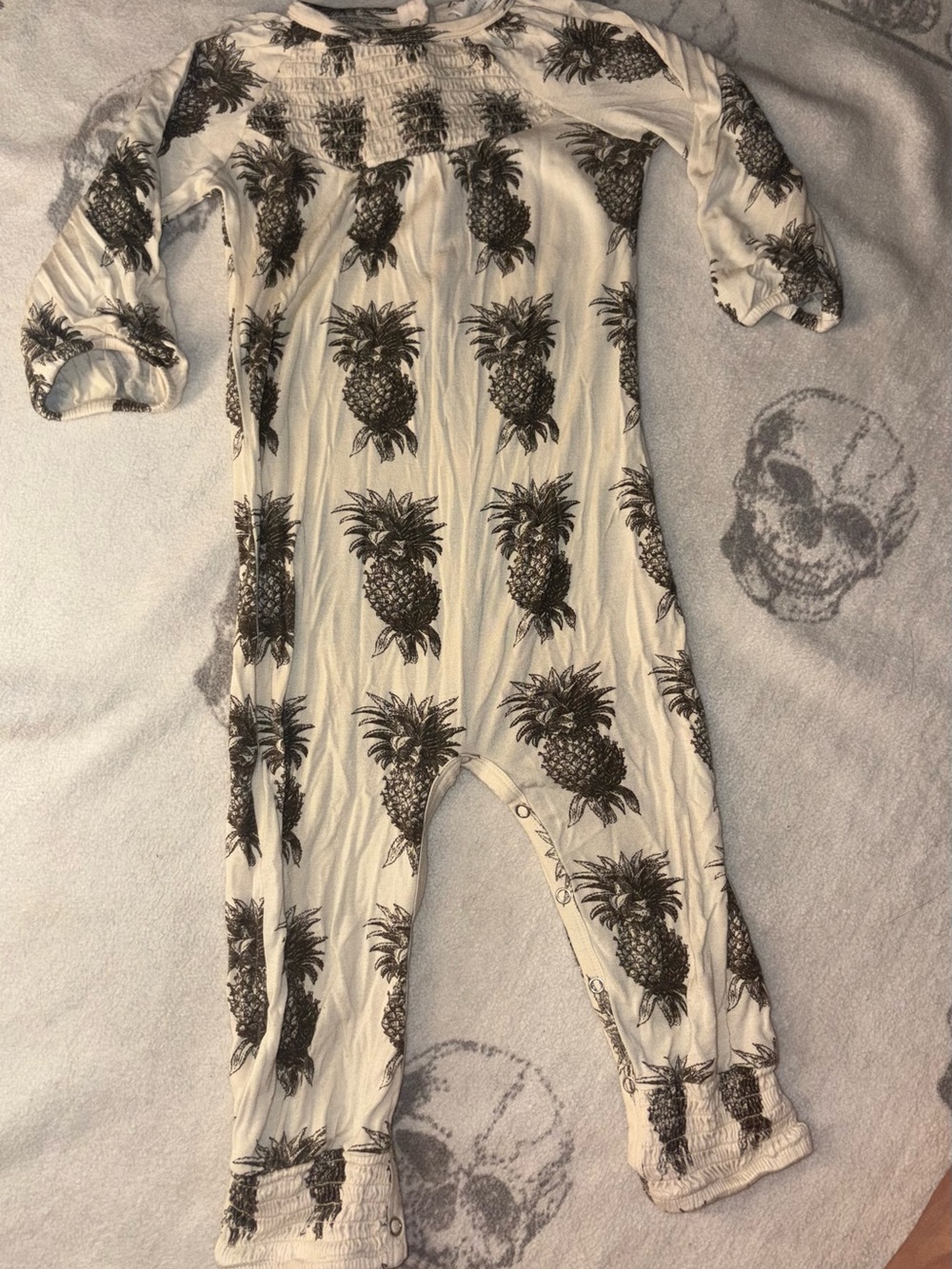 Kate Quinn Pineapple Print Smocked Jumper Onesie 🌵